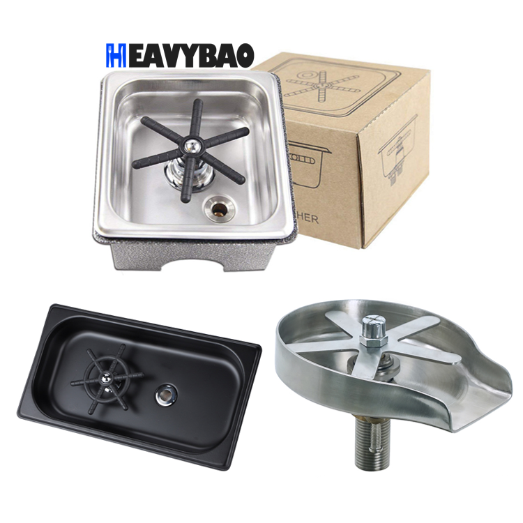 Heavybao Glass Rinser Head Bar Beer Cup Coffee Cup Glass Stainless Steel Automatic Flushing Washing Faucet Rinser