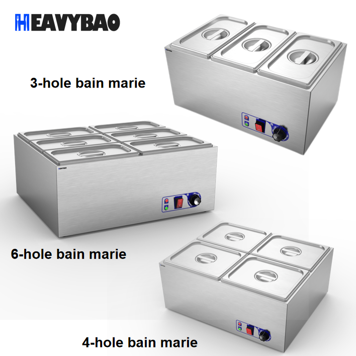 Heavybao Commercial Table Countertop Square Electric Stainless Steel Food Warmer Bain Marie