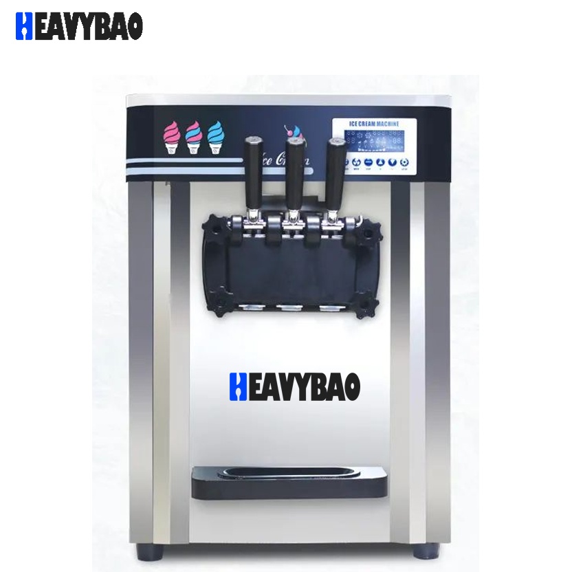 Heavybao Commercial Stainless Steel Freestanding Soft Serve Cylinder Ice Cream Maker Machine for Restaurant Bars