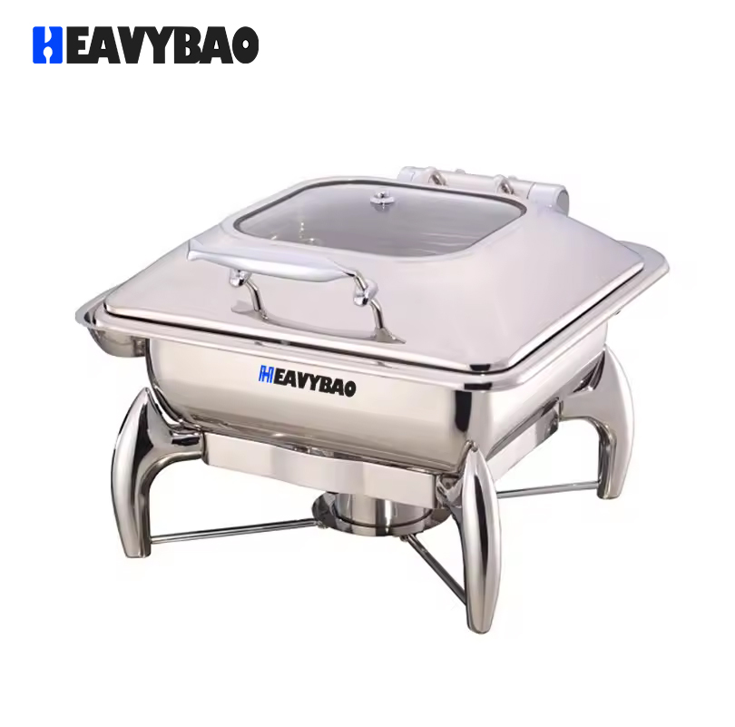 Heavybao Buffet Luxury Design Modern Style Induction Hinged Lid Chafing Dish Food Warmer For Restaurant Used