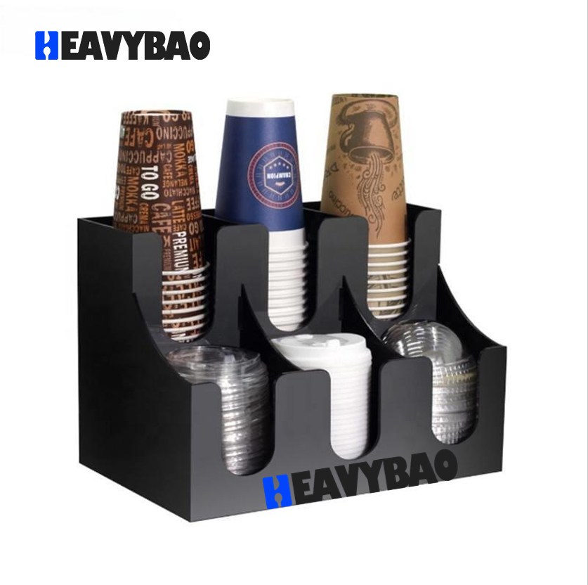 Heavybao Coffee Cup & Lid Sleeve Dispenser Cup Holder Paper Coffee Cup Holder Countertop Organizer For Coffee Shop