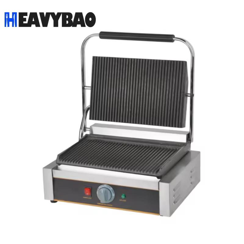 Commercial Electric Cast Iron Griddle Single Plate Contact Grill Industrial Electric Panini Grill Suppliers