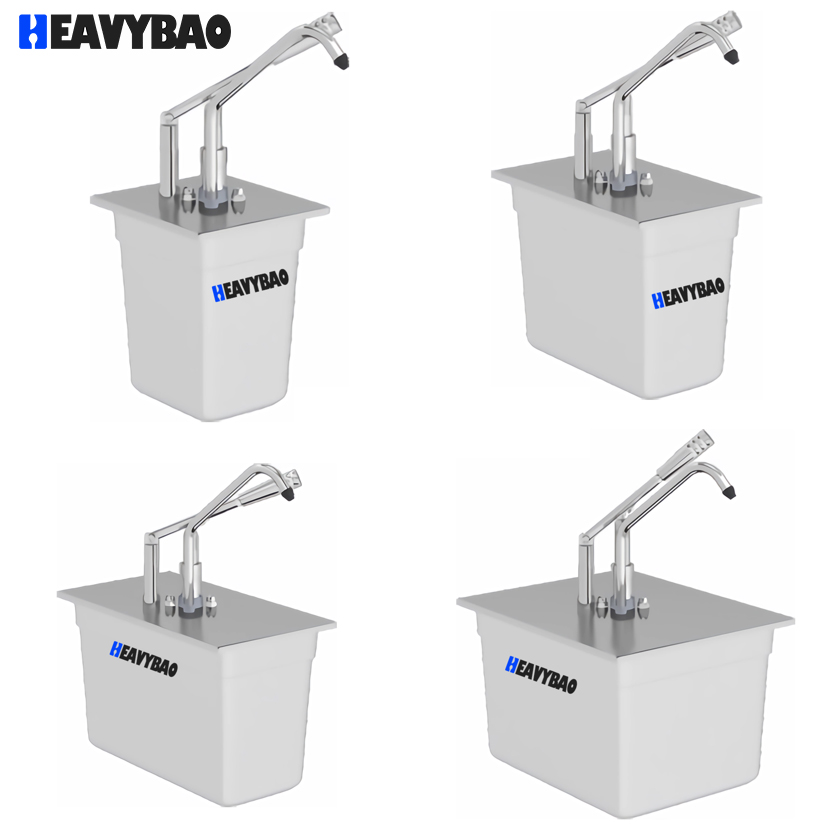 Heavybao Bucket Sauce Dispenser Pump Squeeze Condiment Dispensing Pump Stainless Steel Sauce Pump for Ketchup Vinegar