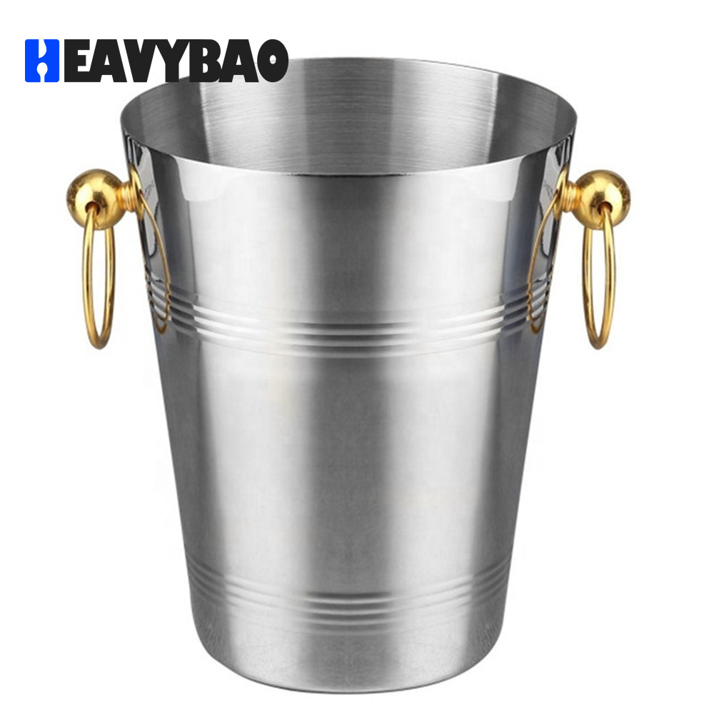 Heavybao High-Quality Hot-Selling Stainless Steel Metal Champagne Ice Buckets Champagne Barrel for Cool With Ears