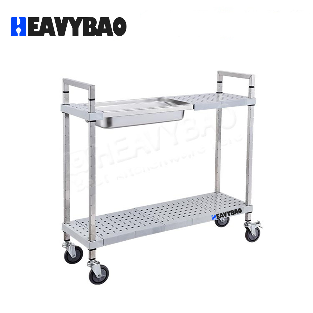Heavybao Commercial Plastic Transfer Trolley With Stainless Steel Tube Can Be Replaced By Gn Pan Carts For Kitchen
