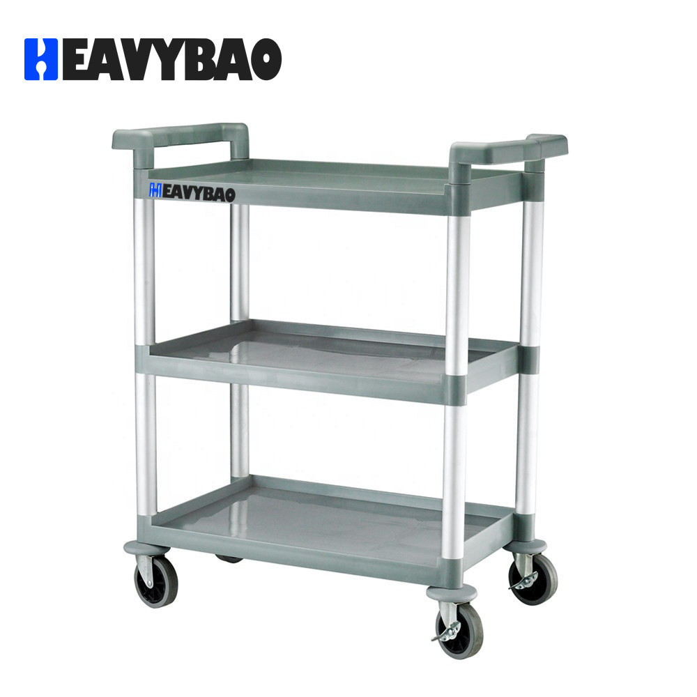 Heavybao Commercial Equipment Hotel Restaurant Plastic 3-Tier Functional Serving Trolley For Your Tailor Made Products