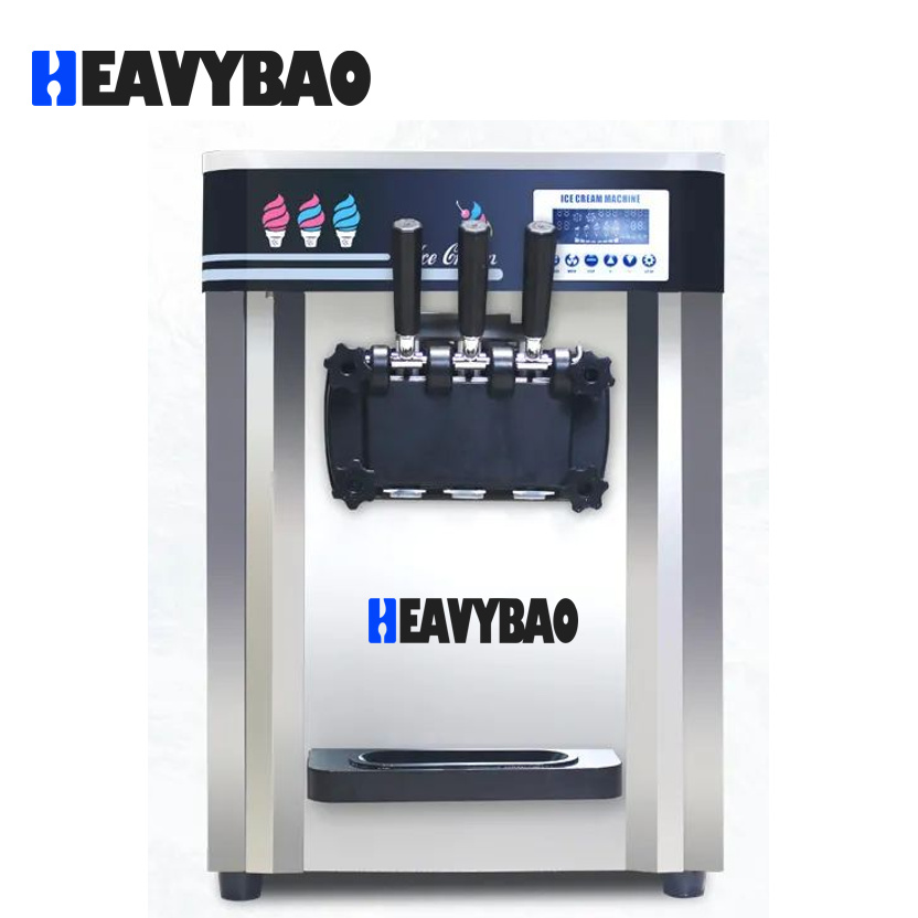 Heavybao Commercial Stainless Steel Freestanding Soft Serve Cylinder Ice Cream Maker Machine for Restaurant Bars