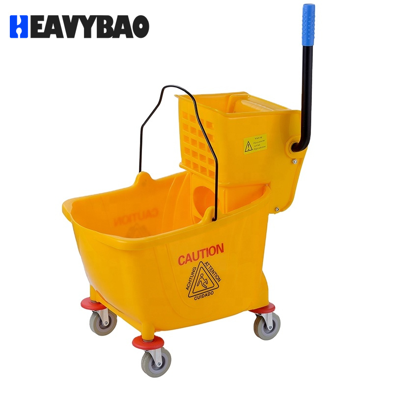 Heavybao Housekeeping Plastic 32L Wringer SIngle Bucket Mop Cleaning Trolley