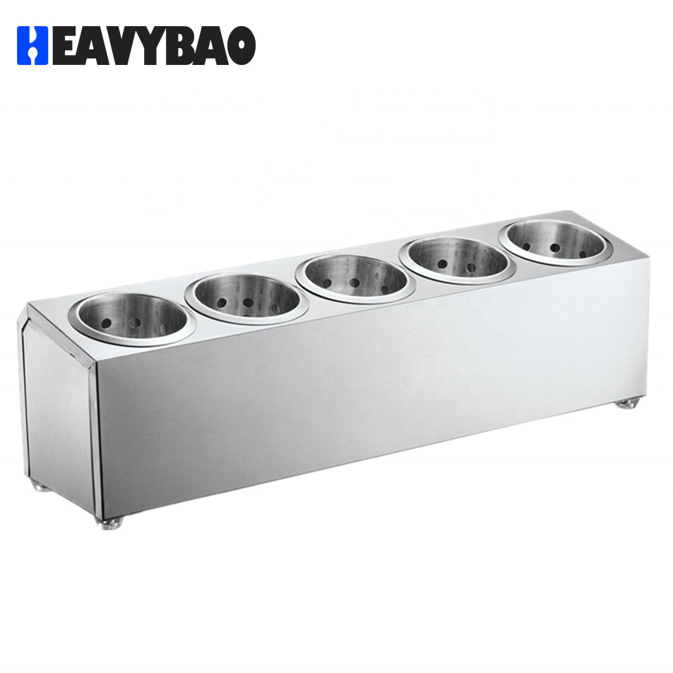 Heavybao Modern Design Tableware Stainless Steel Knife Spoon Fork Cutlery Holder With 5 Grids