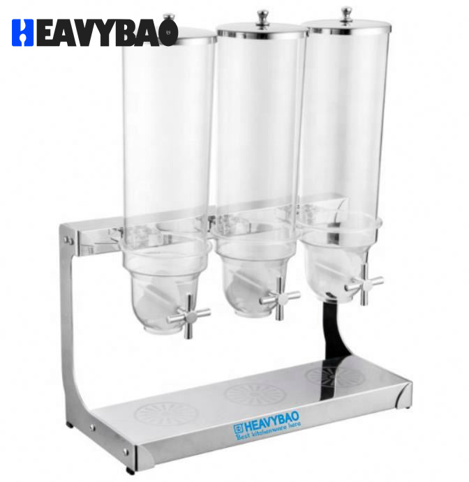 HEAVYBAO Stainless Steel Catering Cereal Grain Dispenser Breakfast Cornflakes Granola Dry Goods For Hotel Buffet