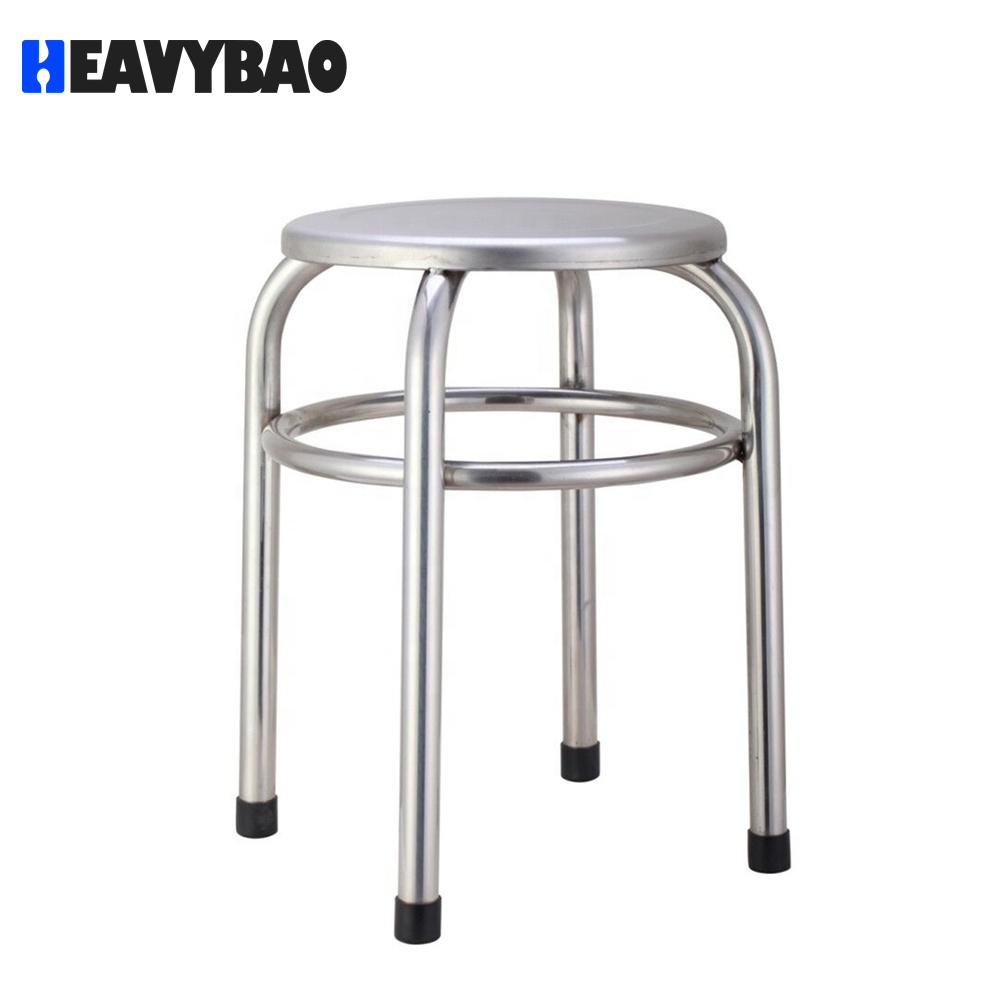 Heavybao Commercial Equipment Modern Design Top Quality Stainless Steel Round Stool Metal Chair
