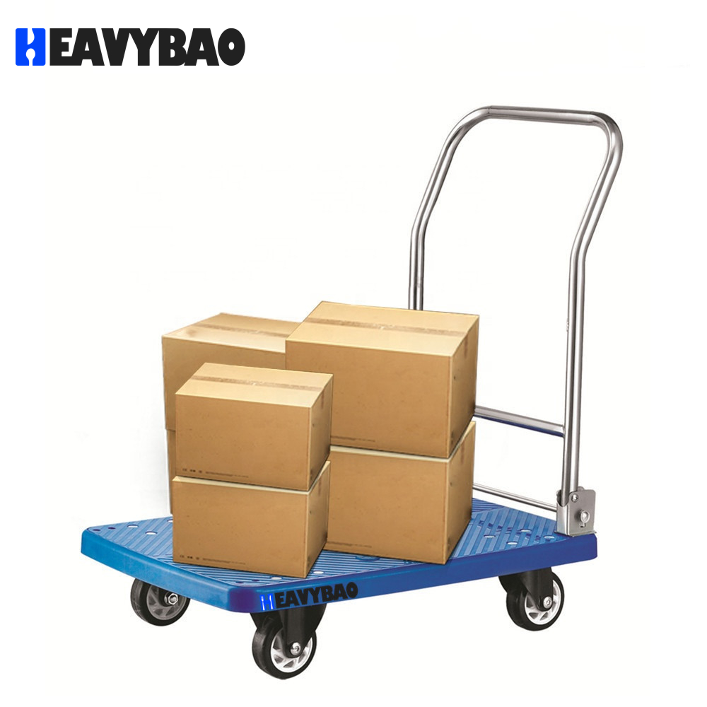 Heavybao Hotel Industrial Equipment Plastic Folding Transport Platform Trolley High Quality Stainless Steel Hospital Trolley