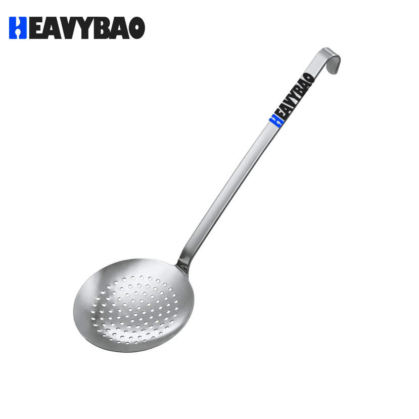 Heavybao Kitchen Stainless Steel Essential Perforated Ladle Spoon Style Skimmer with Long Handle