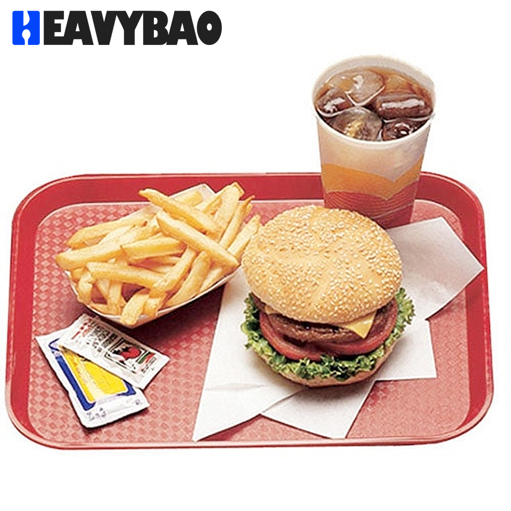 Heavybao Rectangle Reusable Durable Plastic Restaurant Food Trays For Buffet
