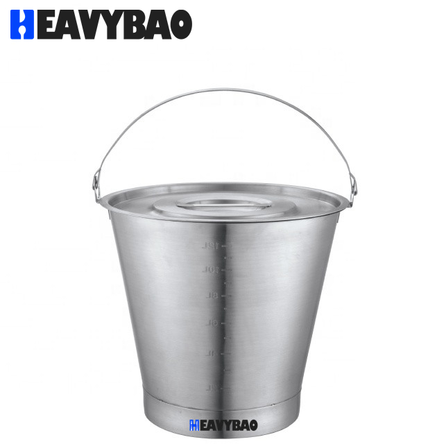 Heavybao High Standard Stainless Steel Water Bucket Water Barrel Inclined Pail With Bottom Hook