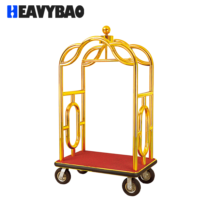 Heavybao Hotel Luggage Service Trolley Custom Stainless Steel Birdcage Bellman Trolley Hotel Lobby Luggage Trolley