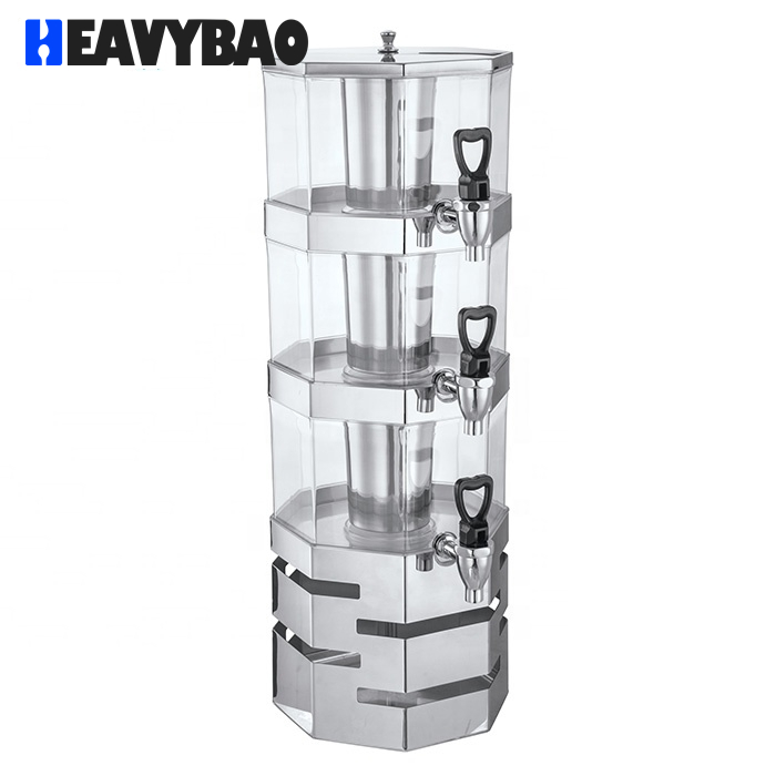 Heavybao Stainless Steel 3 Tier Wholesale Glass Beverage Mini Drink Soda Juice Dispenser