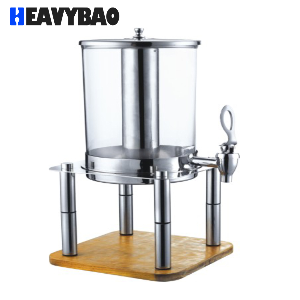 Heavybao New Item Buffet Catering Beverage Juice Drinking Dispenser With Wood Base For Hotel Restaurant