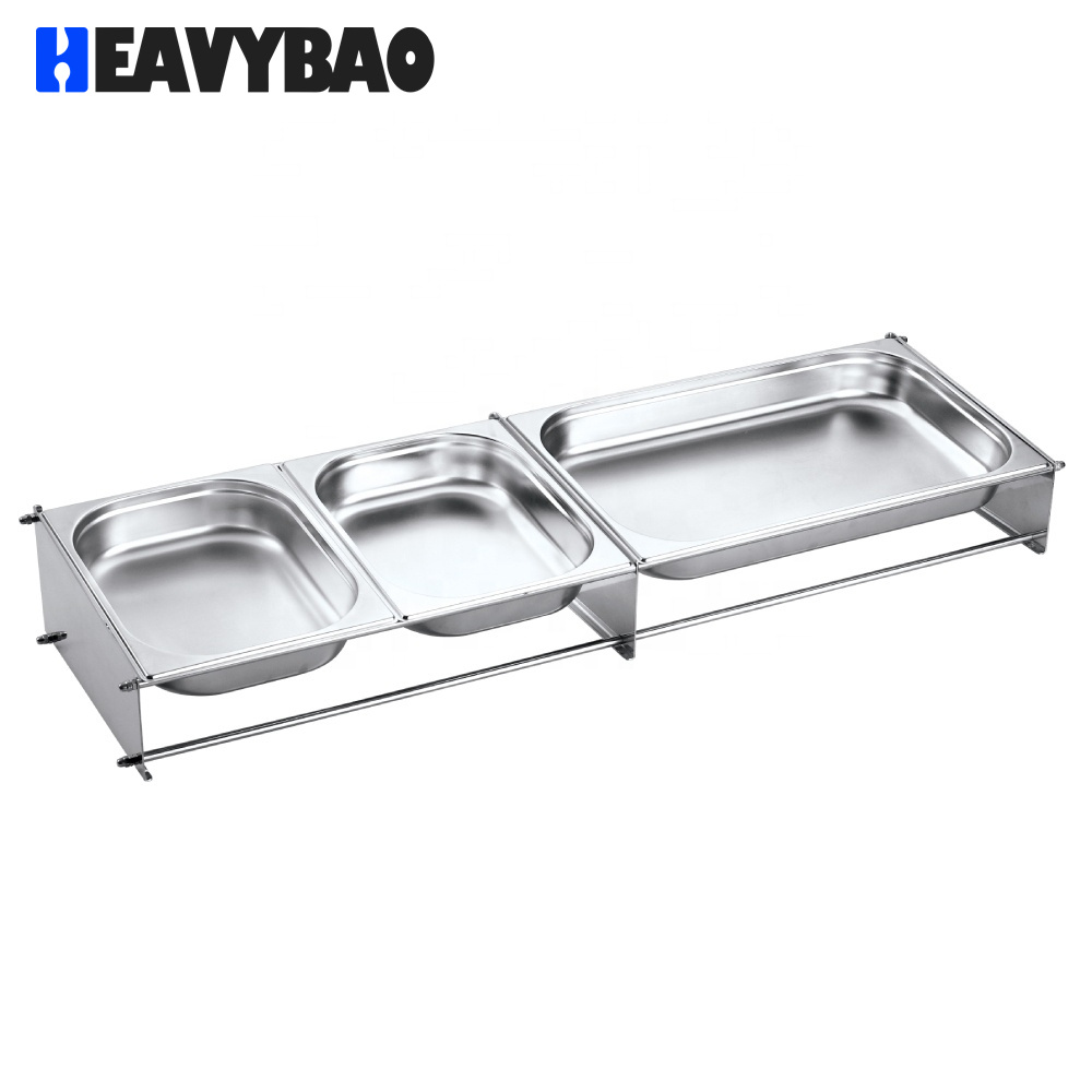 Heavybao Catering Equipment Stainless Steel Food Gastronorm Gn Pan Holder Display Rack For Hotel Buffet