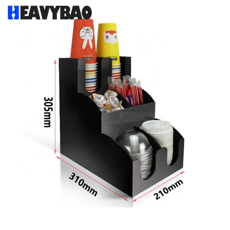 Heavybao Coffee Condiment Cup Dispenser Drink Tea Straw Stirring Rod Storage Box Paper Cup Dispenser