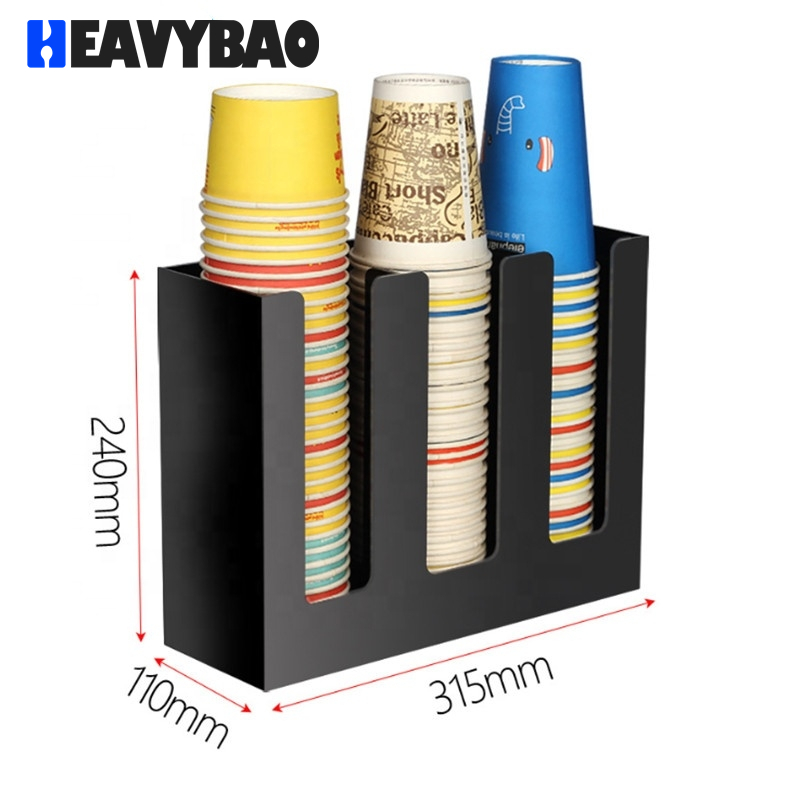Heavybao Black Plastic Coffee Cup Organizer Custom Condiment Tray Holder Dispenser