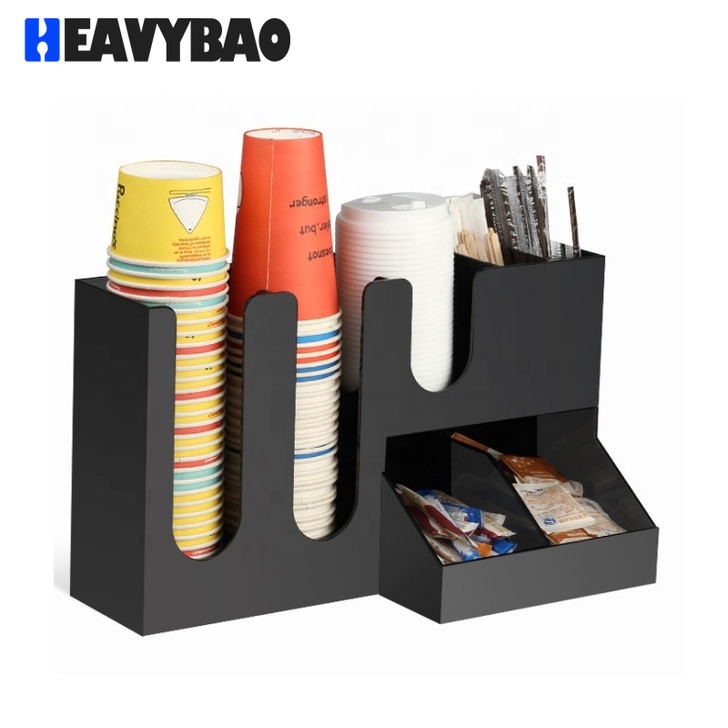 Heavybao Coffee Shop Bar Black Plastic Disposable Coffee Cup Dispenser