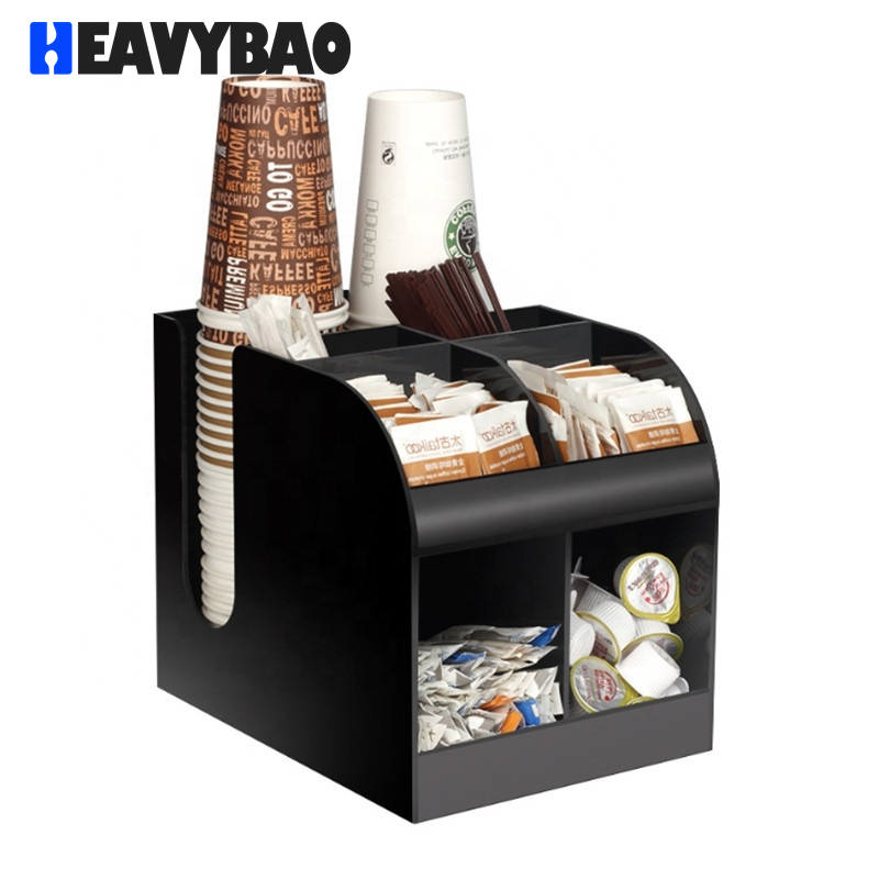 Heavybao Coffee Cup Dispenser And Lid Holder with Straw and Condiment Pockets