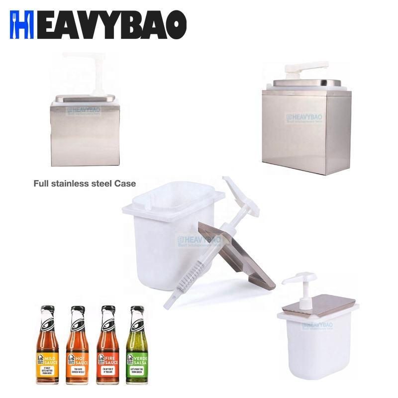 Heavybao Buckets Sauce Dispenser Pump Condiment Pump Station Stainless Pump Dispenser for Ketchup Dressing Syrup