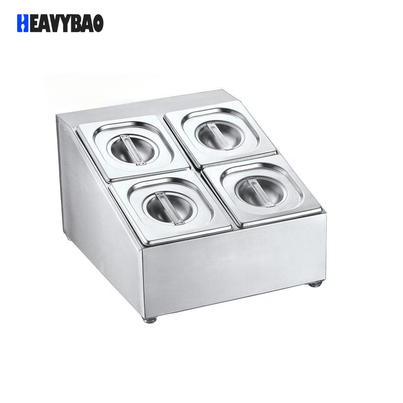 Heavybao High Quality Hotel Kitchen Utensils Restaurant Stainless Steel Buffet GN Gastronorm Pan Holder With 4 Grids