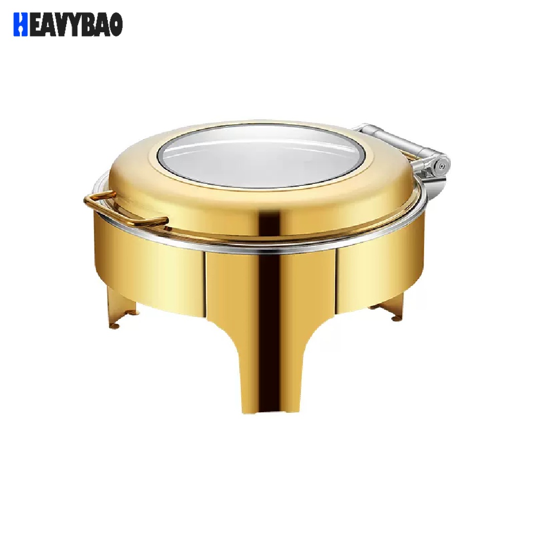 Heavybao Commercial Catering Kitchenware Set Hot Pot Gold Chafer Dishes Food Buffet Display Warmer Hotel Restaurant Supplies