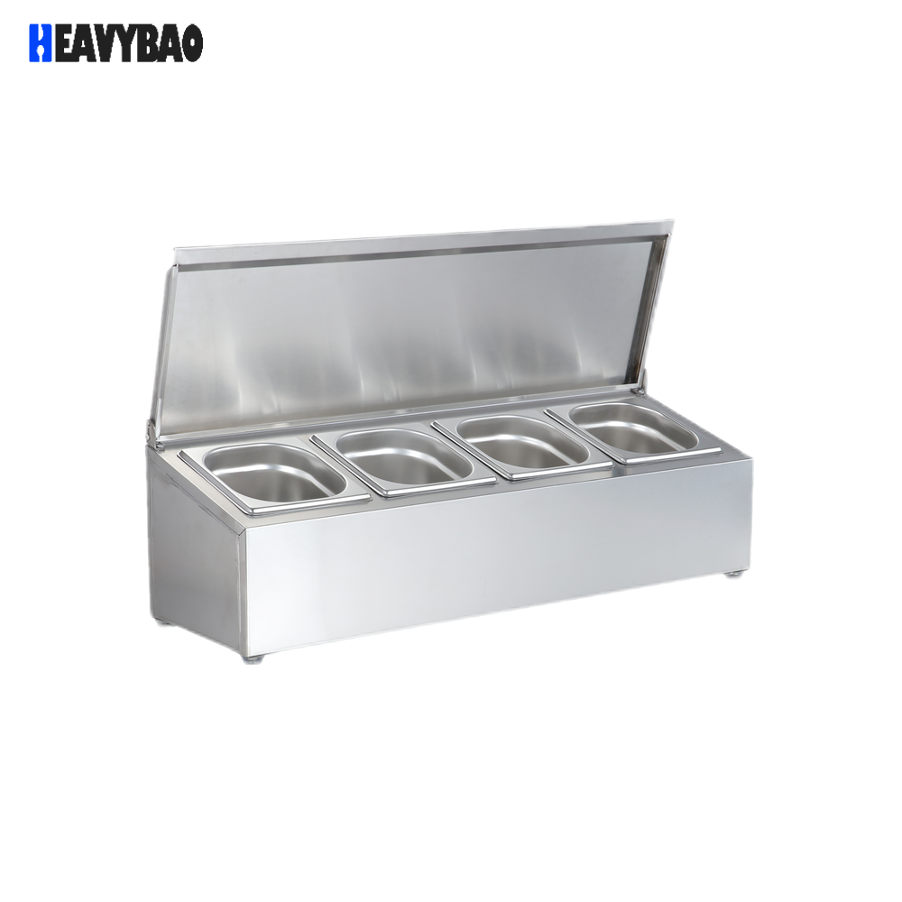 Heavybao Professional Catering Equipment Stainless Steel Holder Buffet GN Pan 1/6 Size Table Display With Cover