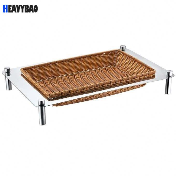 Heavybao Mirror Polished High quality luxury Stainless Steel Buffet Display Stand / Buffet Food Display Rack With Basket