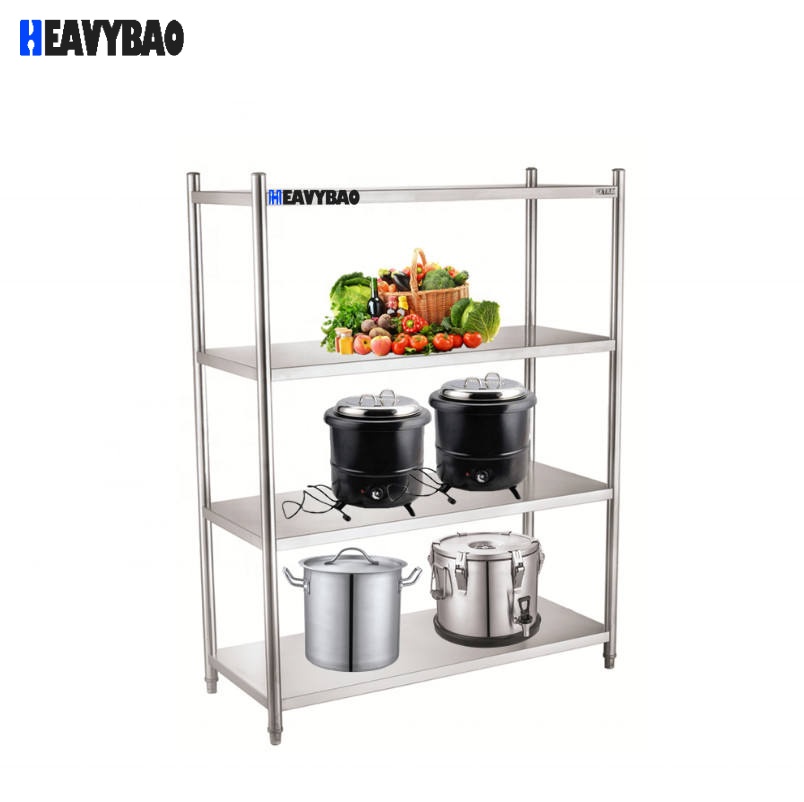 Heavybao Commercial Hotel Kitchen Equipment Used Food Round Tube Rack Type Stainless Steel Warehouse Kitchen Storage Rack