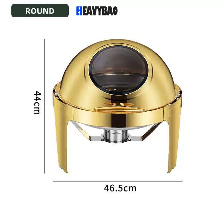 Heavybao Gold Food Warmer Other Hotel & Restaurant Supplies Heavy Duty Chafing Dish with Diamond Cover and Lid Holder