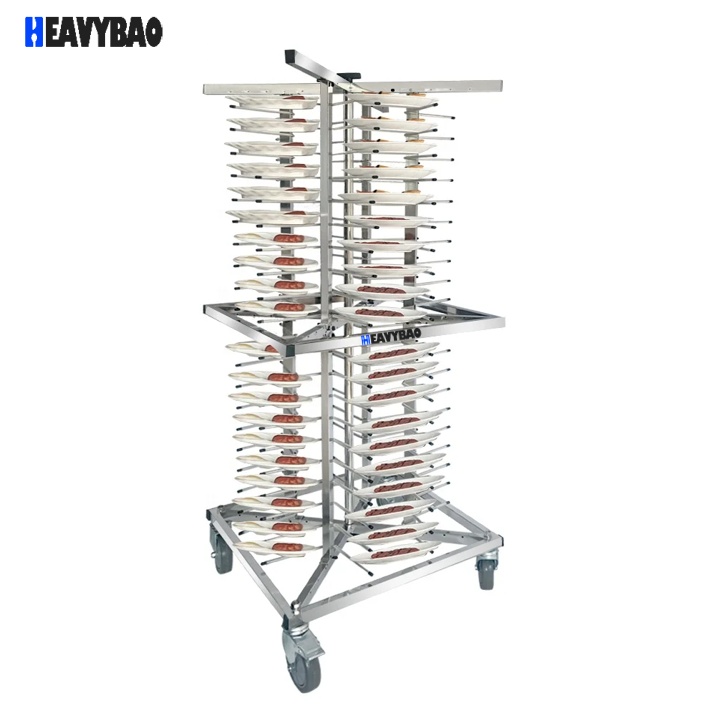 Heavybao Stainless Steel Mobile Plate Rack Trolley Cart For 80 Pcs Dish Plate