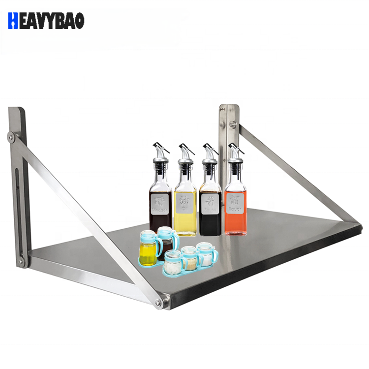 Heavybao New Design Kitchen Foldable Stainless Steel Wall Shelf