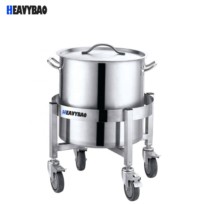 Heavybao Commercial Equipment Stainless Steel Stable Pot Transfer Holder Transport Cart For Stockpot soup pot holder trolley
