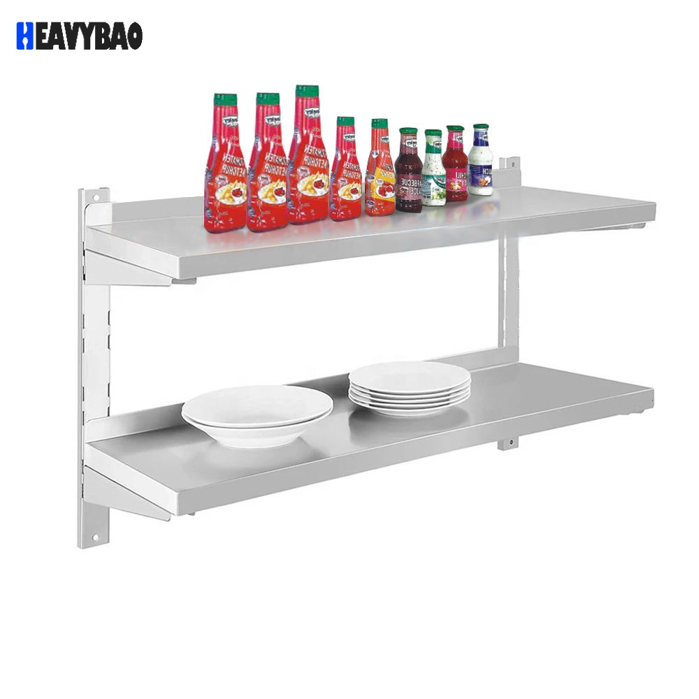 Heavybao High Quality Adjustable Stainless Steel Kitchen Wall Mount Rack Shelf