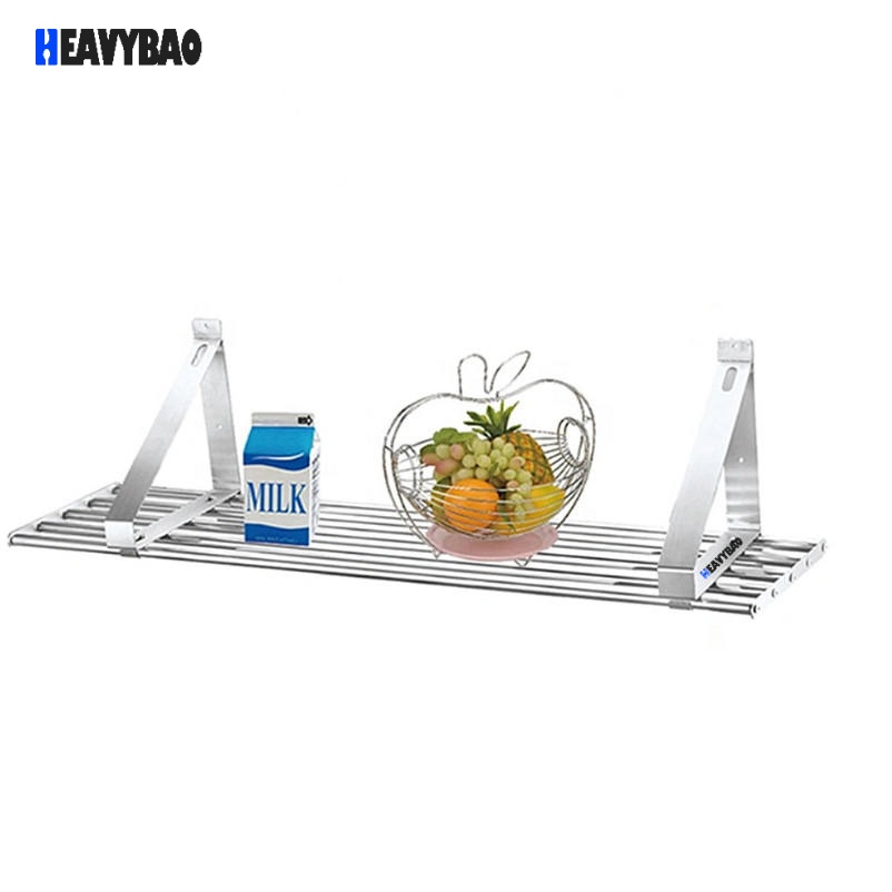 Heavybao Stainless steel restaurant home use kitchen spice storage shelf on wall bathroom shelf Used Food Wall Shelf