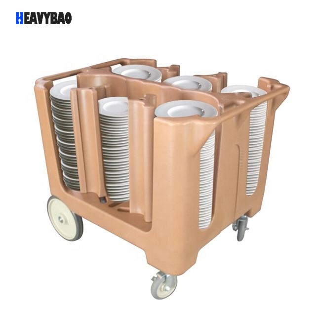 Heavybao Restaurant Hotel Plastic Dishes Storage Trolley Adjustable Plate Caddy