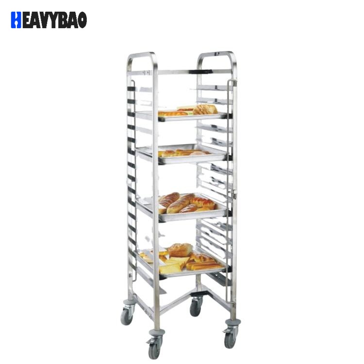 Heavybao Stainless Steel Bakery Hotel Rack Trolley Knocked-Down Design Efficient Food Transport Living Room Bathroom Workshop