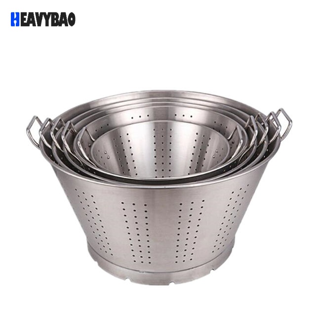 Heavybao High Quality Kitchen Equipment Stainless Steel Vegetable Strainer Catering Equipment Used Food Vegetable Basket Sieve