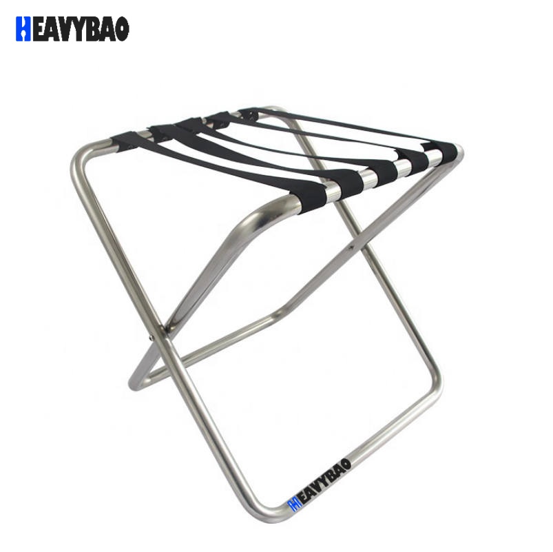 Heavybao Metal Luggage Rack Stainless Steel Portable Luggage Rack Stand Hotel Apartment Used Food Cloth Rack Shelf