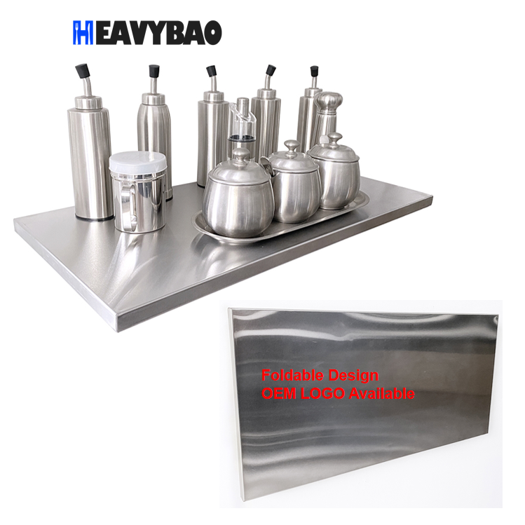 Heavybao Hotel Restaurant Supplies Stainless Steel Commercial Kitchen Wall Mount Shelf Metal Shower Shelves