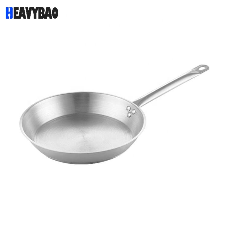Heavybao Commercial Kitchenware Stainless Steel Chinese Industrial Mini Pizza Frying Pan For Home and Restaurant