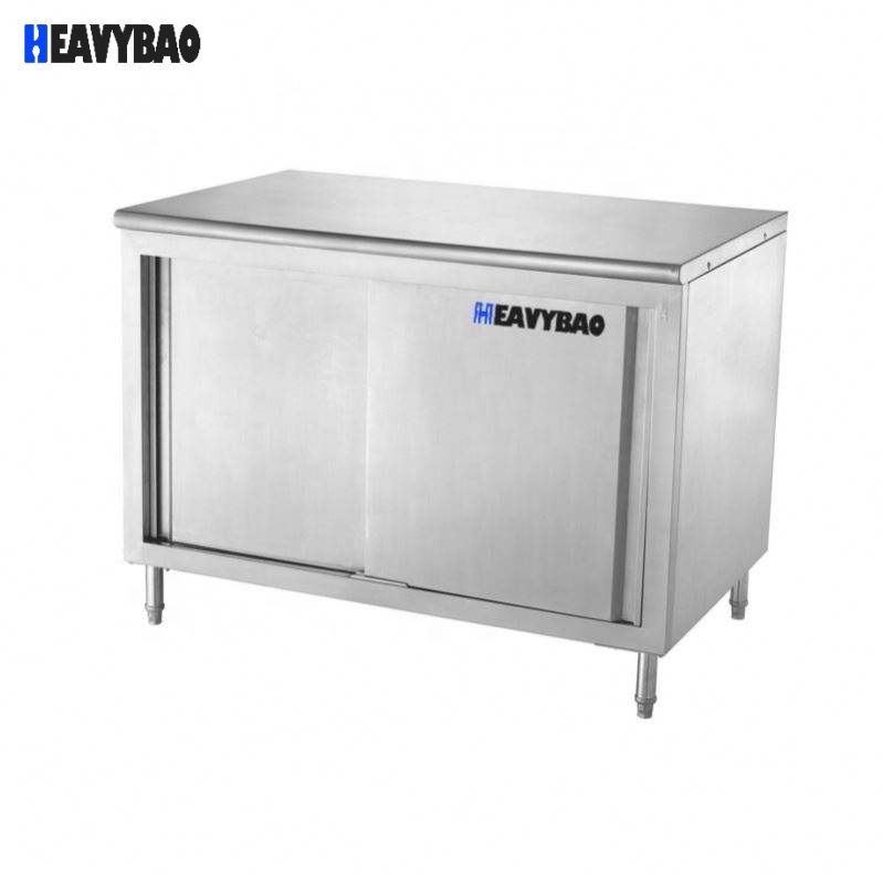 Heavybao Stainless Steel Commercial Kitchen Food Work Table With Small Used Food Storage Cabinet