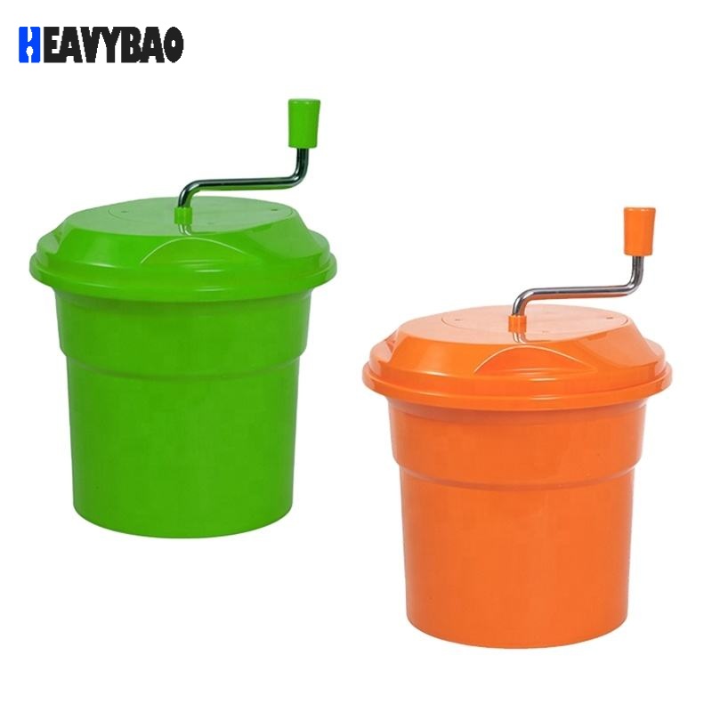 Heavybao 25L / 5.5Gallon Orange Green Plastic Commercial Salad Spinner with Crank Handle