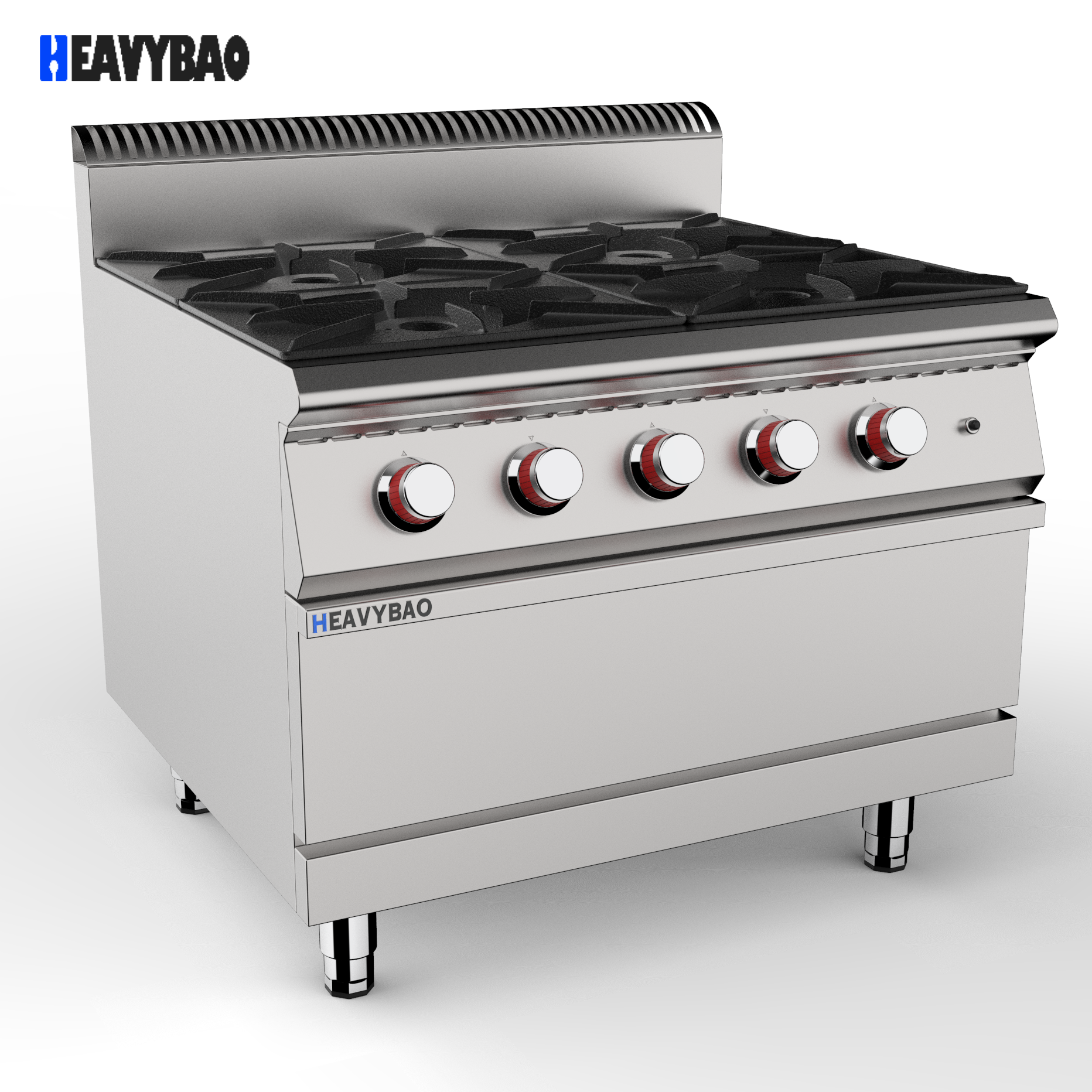 Heavybao Professional 4 Burner Gas Cooking Combination Combi Steamer Oven For Commercial Hotel Restaurant Catering Cooking