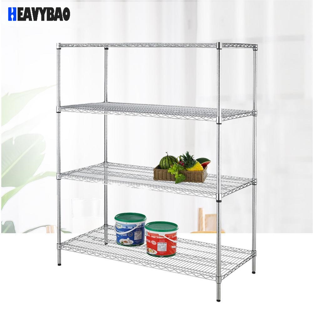 Heavybao Commercial Stainless Steel Wire Storage Shelf Rack For Hotel Restaurant Home Supermarket Used Food Rack Shelf
