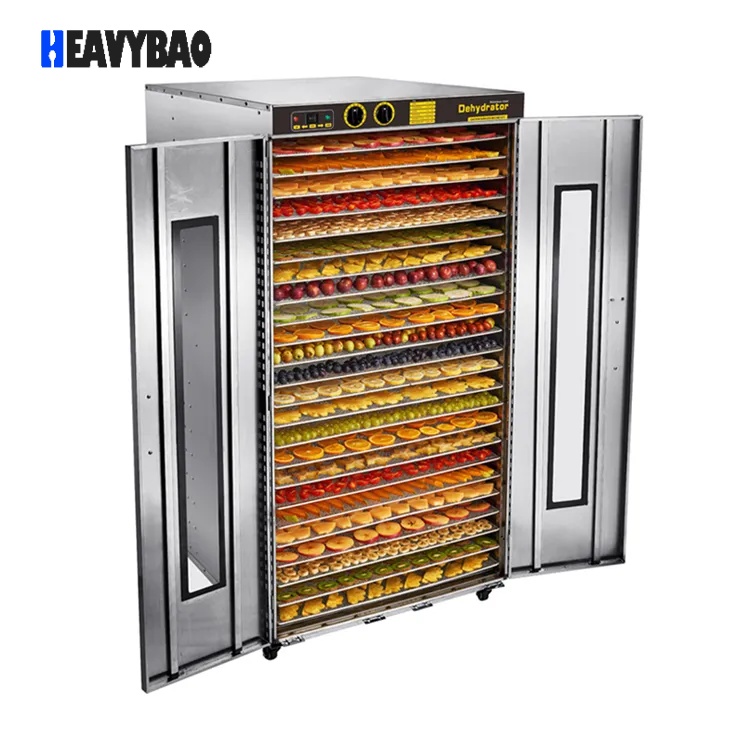 Heavybao Double Door Design Stainless Steel Commercial Stainless Steel Food Dehydrator Fruit Dryer Machine With 24 Trays